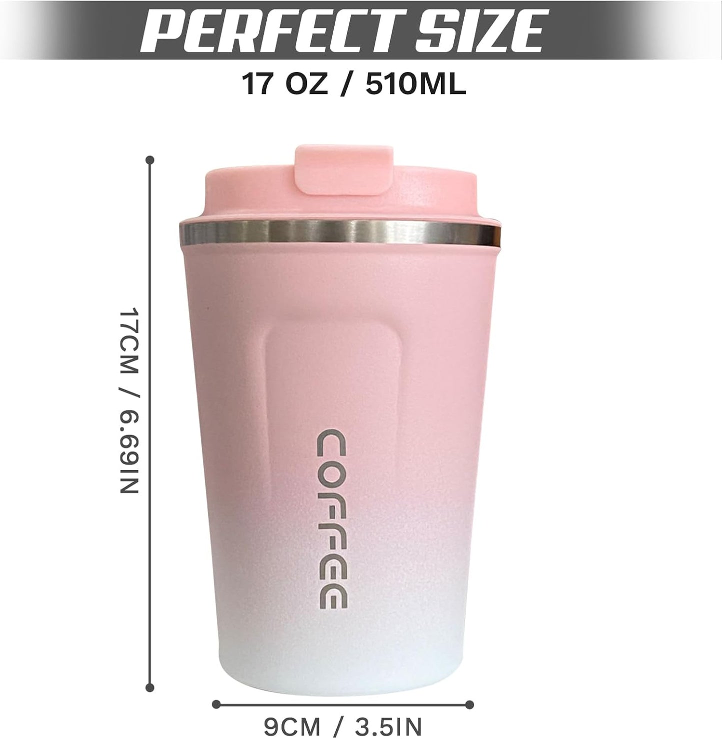 Travel coffee mugs leak-proof, reusable coffee cup with lid, stainless steel vacuum insulated coffee tumblers, thermal insulation cups for men & women keep drinks hot & cold (2nd-Yellow, 17OZ)