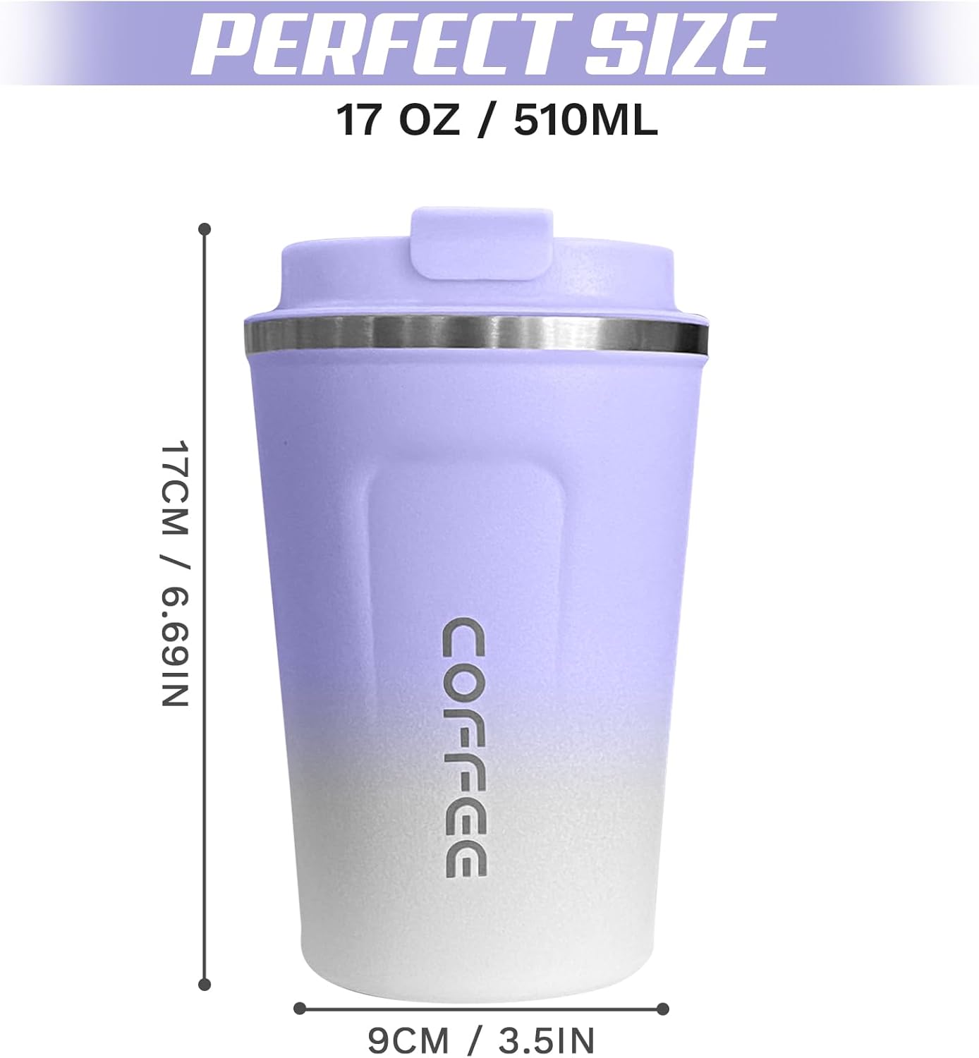 Travel coffee mugs leak-proof, reusable coffee cup with lid, stainless steel vacuum insulated coffee tumblers, thermal insulation cups for men & women keep drinks hot & cold (2nd-Yellow, 17OZ)