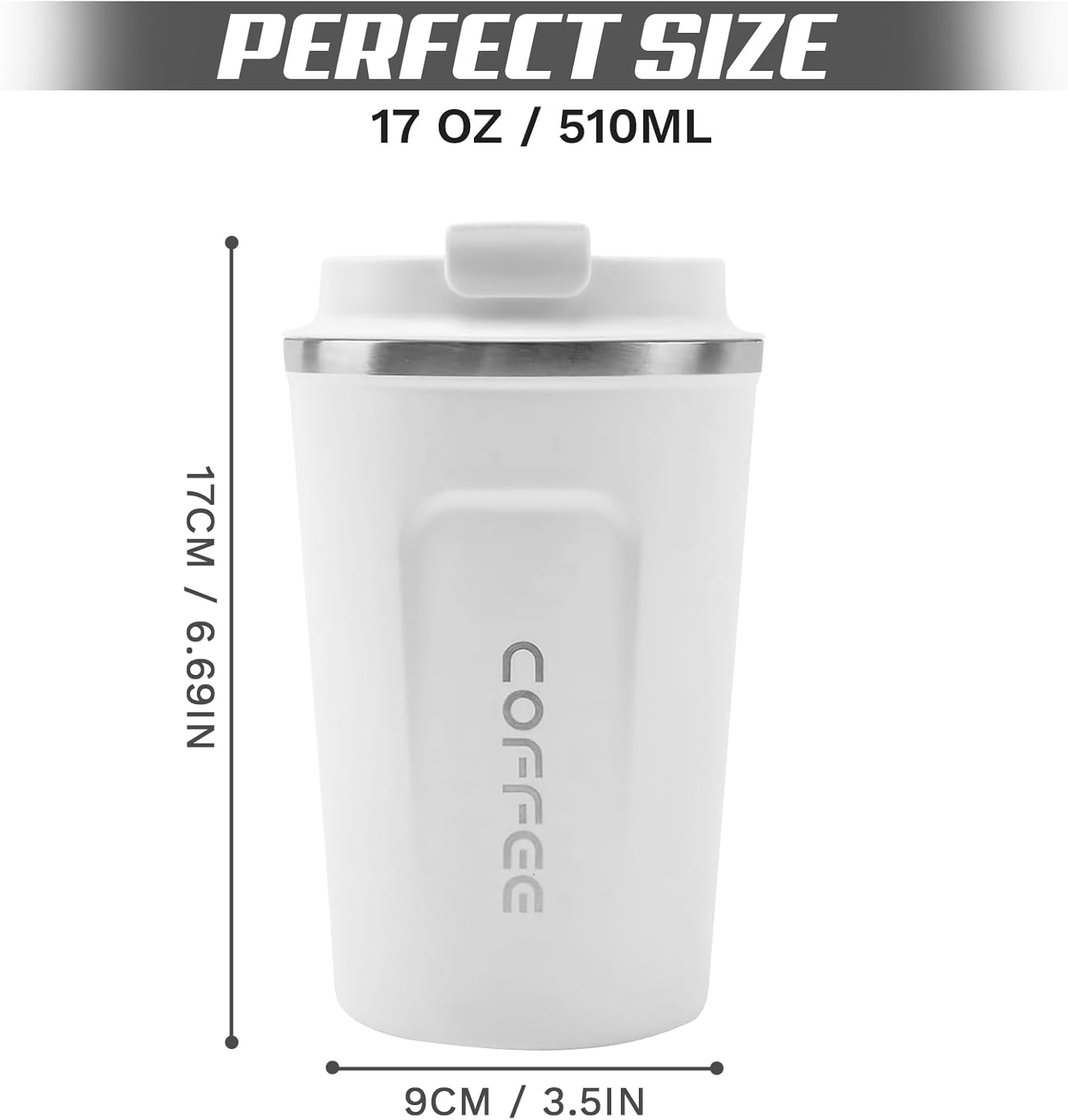 Travel coffee mugs leak-proof, reusable coffee cup with lid, stainless steel vacuum insulated coffee tumblers, thermal insulation cups for men & women keep drinks hot & cold (2nd-Yellow, 17OZ)