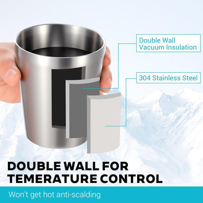 8 Pack 10 oz Stainless Steel Insulated Cups, Double Wall Vacuum | Metal Tumbler Stackable Camping Drinking Water Glasses Unbreakable Reusable Mugs for Travel Indoor Outdoor Party Supplies