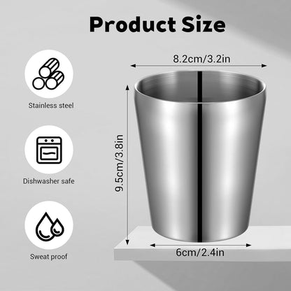 8 Pack 10 oz Stainless Steel Insulated Cups, Double Wall Vacuum | Metal Tumbler Stackable Camping Drinking Water Glasses Unbreakable Reusable Mugs for Travel Indoor Outdoor Party Supplies