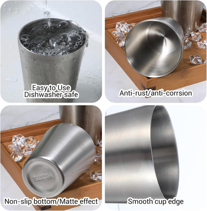 8 Pack 10 oz Stainless Steel Insulated Cups, Double Wall Vacuum | Metal Tumbler Stackable Camping Drinking Water Glasses Unbreakable Reusable Mugs for Travel Indoor Outdoor Party Supplies