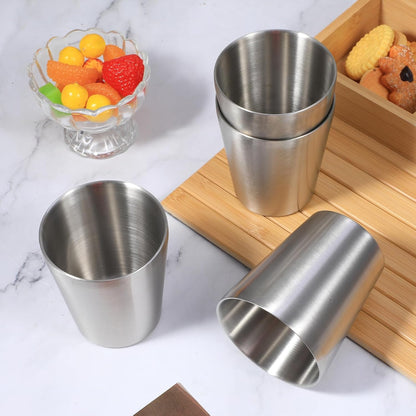 8 Pack 10 oz Stainless Steel Insulated Cups, Double Wall Vacuum | Metal Tumbler Stackable Camping Drinking Water Glasses Unbreakable Reusable Mugs for Travel Indoor Outdoor Party Supplies