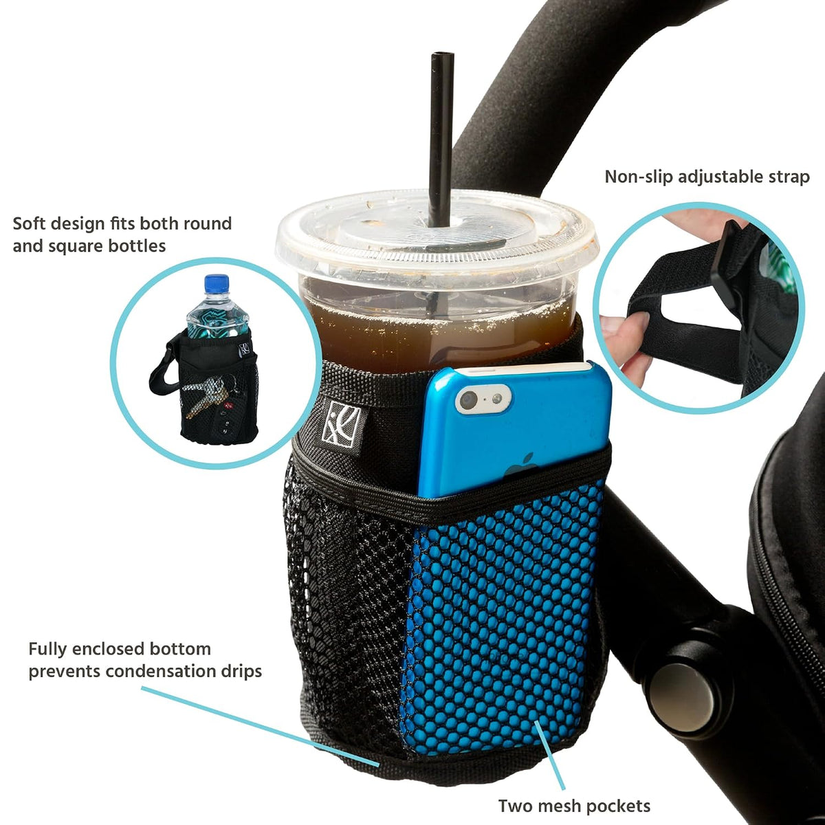 J.L. Childress Universal Cup N Stuff Stroller Cup & Phone Holder, Black