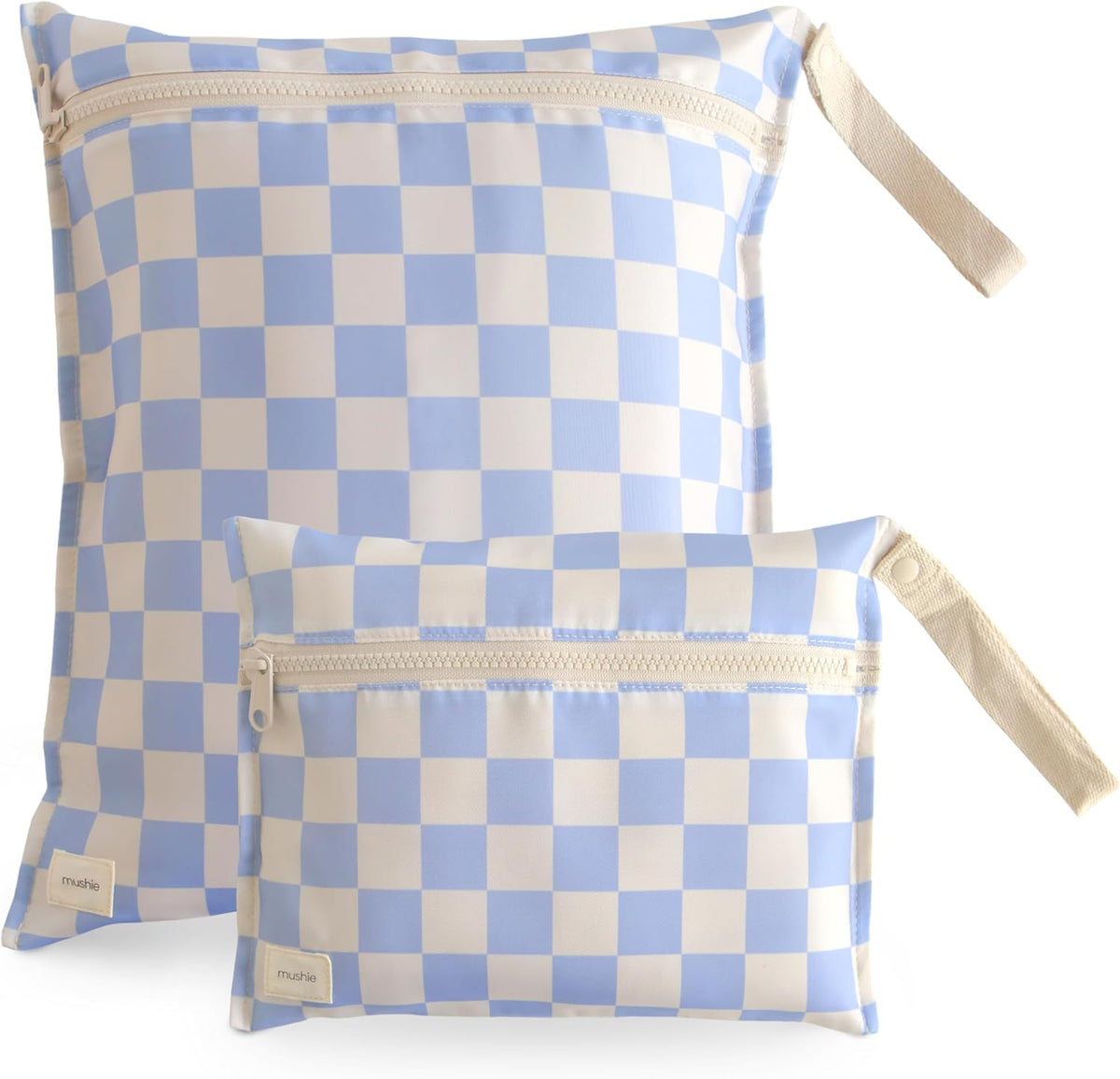 Water Resistant Wet Bags | Large & Small Reusable Storage Bag for Baby Items and Travel | Zippered Pockets with Handle | Machine Washable, Set of 2 (Bees)