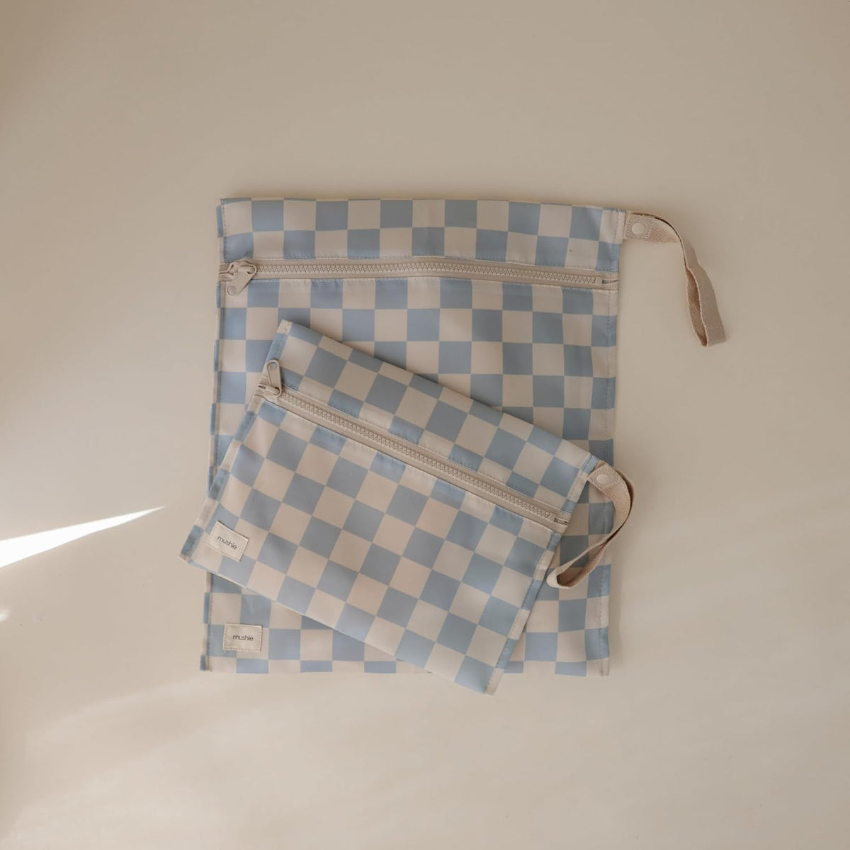 Water Resistant Wet Bags | Large & Small Reusable Storage Bag for Baby Items and Travel | Zippered Pockets with Handle | Machine Washable, Set of 2 (Bees)