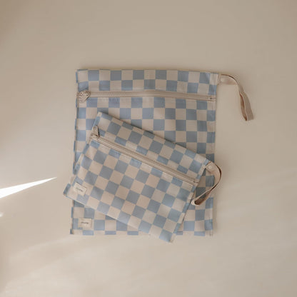 Water Resistant Wet Bags | Large & Small Reusable Storage Bag for Baby Items and Travel | Zippered Pockets with Handle | Machine Washable, Set of 2 (Bees)