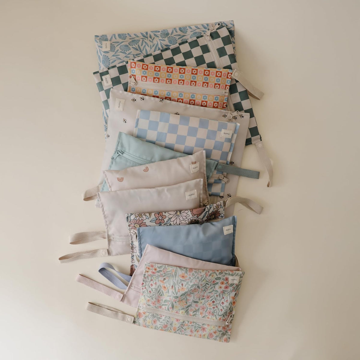 Water Resistant Wet Bags | Large & Small Reusable Storage Bag for Baby Items and Travel | Zippered Pockets with Handle | Machine Washable, Set of 2 (Bees)