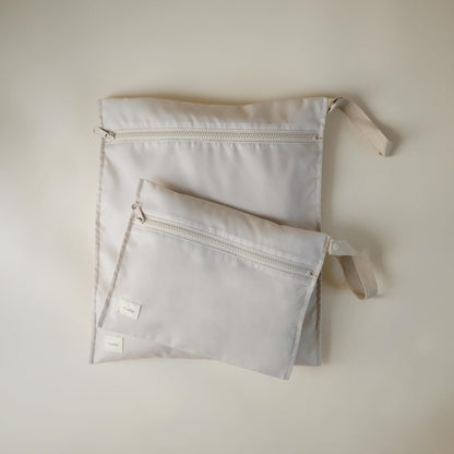 Water Resistant Wet Bags | Large & Small Reusable Storage Bag for Baby Items and Travel | Zippered Pockets with Handle | Machine Washable, Set of 2 (Bees)