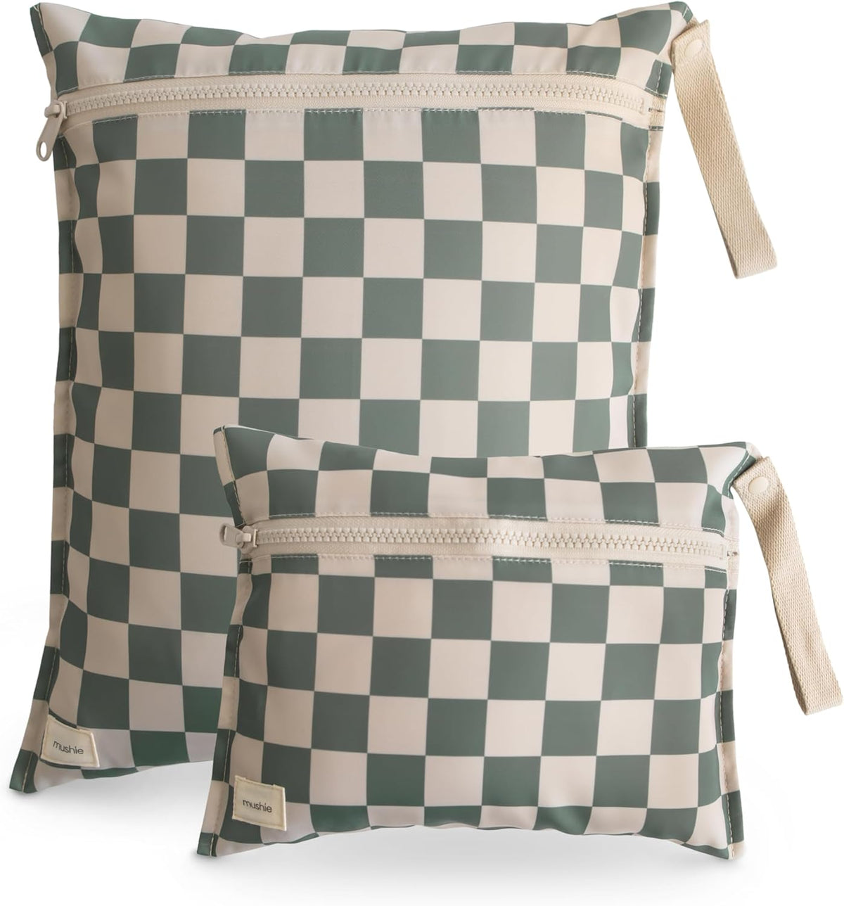 Water Resistant Wet Bags | Large & Small Reusable Storage Bag for Baby Items and Travel | Zippered Pockets with Handle | Machine Washable, Set of 2 (Bees)
