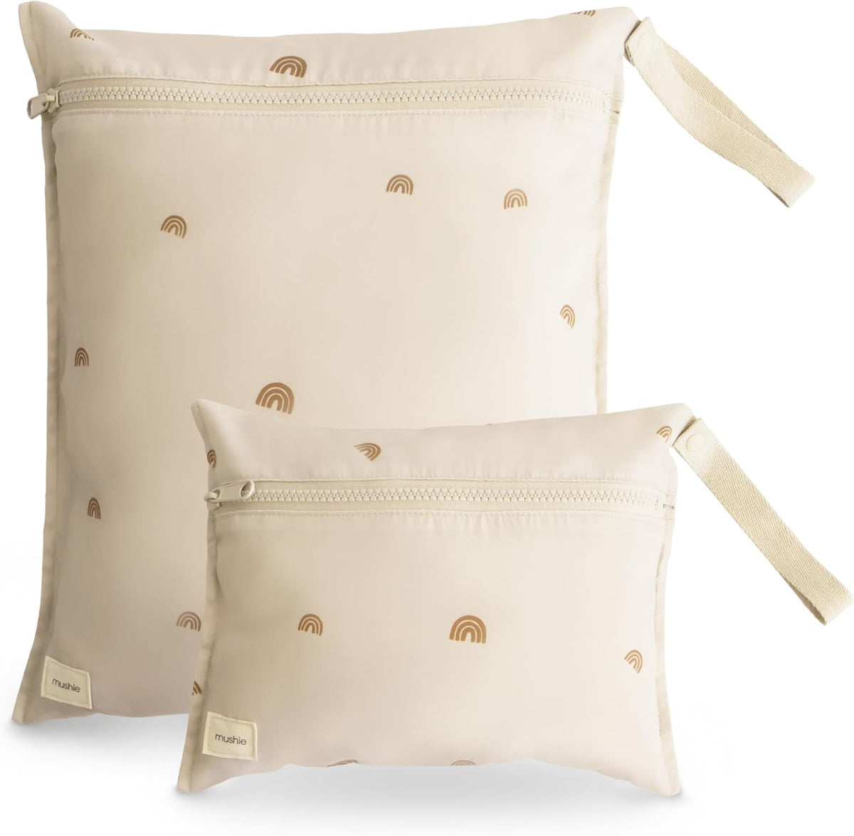 Water Resistant Wet Bags | Large & Small Reusable Storage Bag for Baby Items and Travel | Zippered Pockets with Handle | Machine Washable, Set of 2 (Bees)