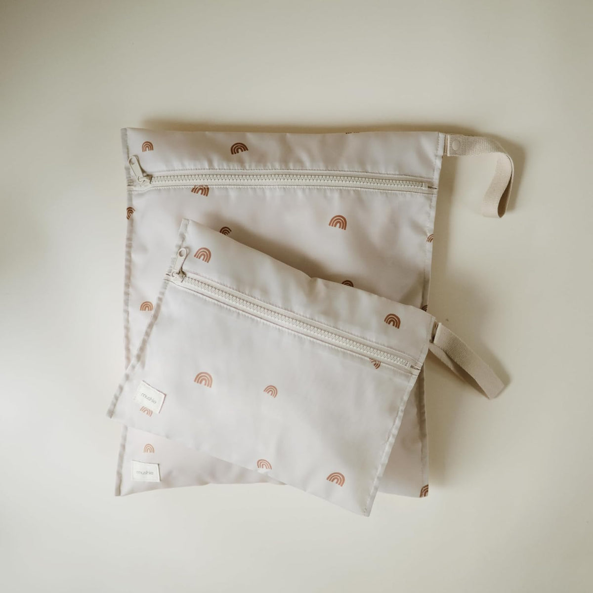 Water Resistant Wet Bags | Large & Small Reusable Storage Bag for Baby Items and Travel | Zippered Pockets with Handle | Machine Washable, Set of 2 (Bees)