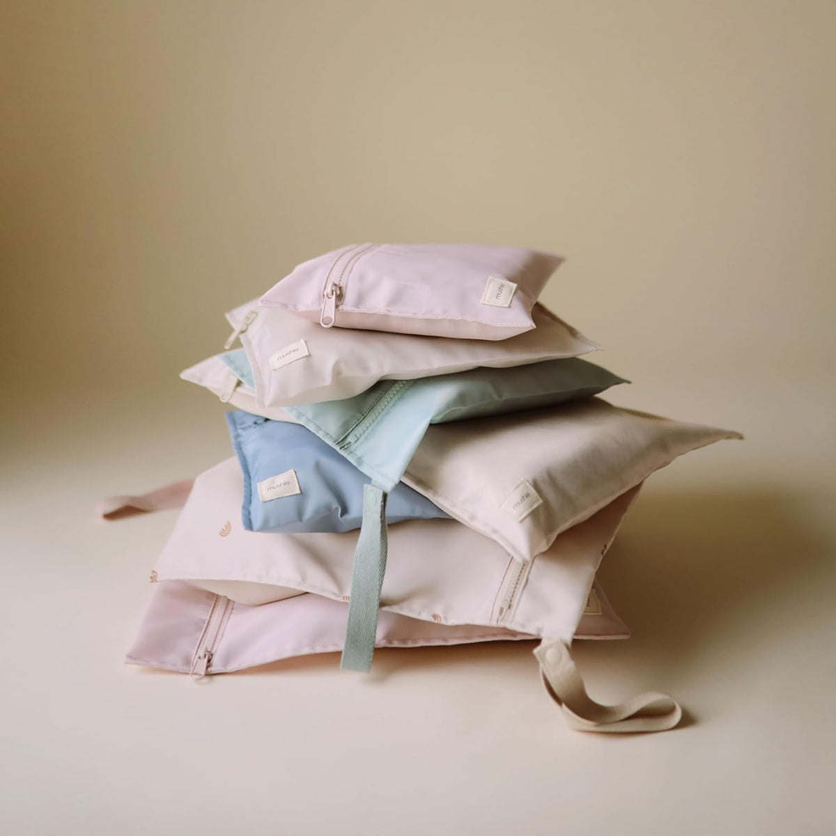 Water Resistant Wet Bags | Large & Small Reusable Storage Bag for Baby Items and Travel | Zippered Pockets with Handle | Machine Washable, Set of 2 (Bees)