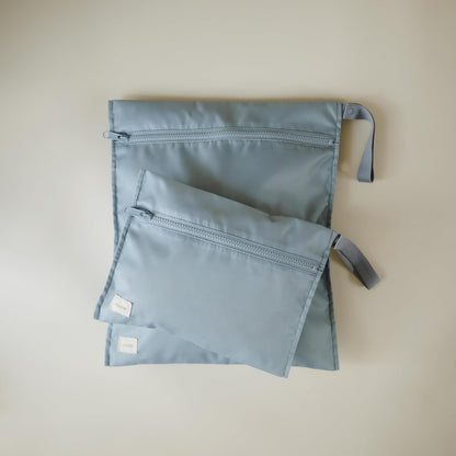 Water Resistant Wet Bags | Large & Small Reusable Storage Bag for Baby Items and Travel | Zippered Pockets with Handle | Machine Washable, Set of 2 (Bees)