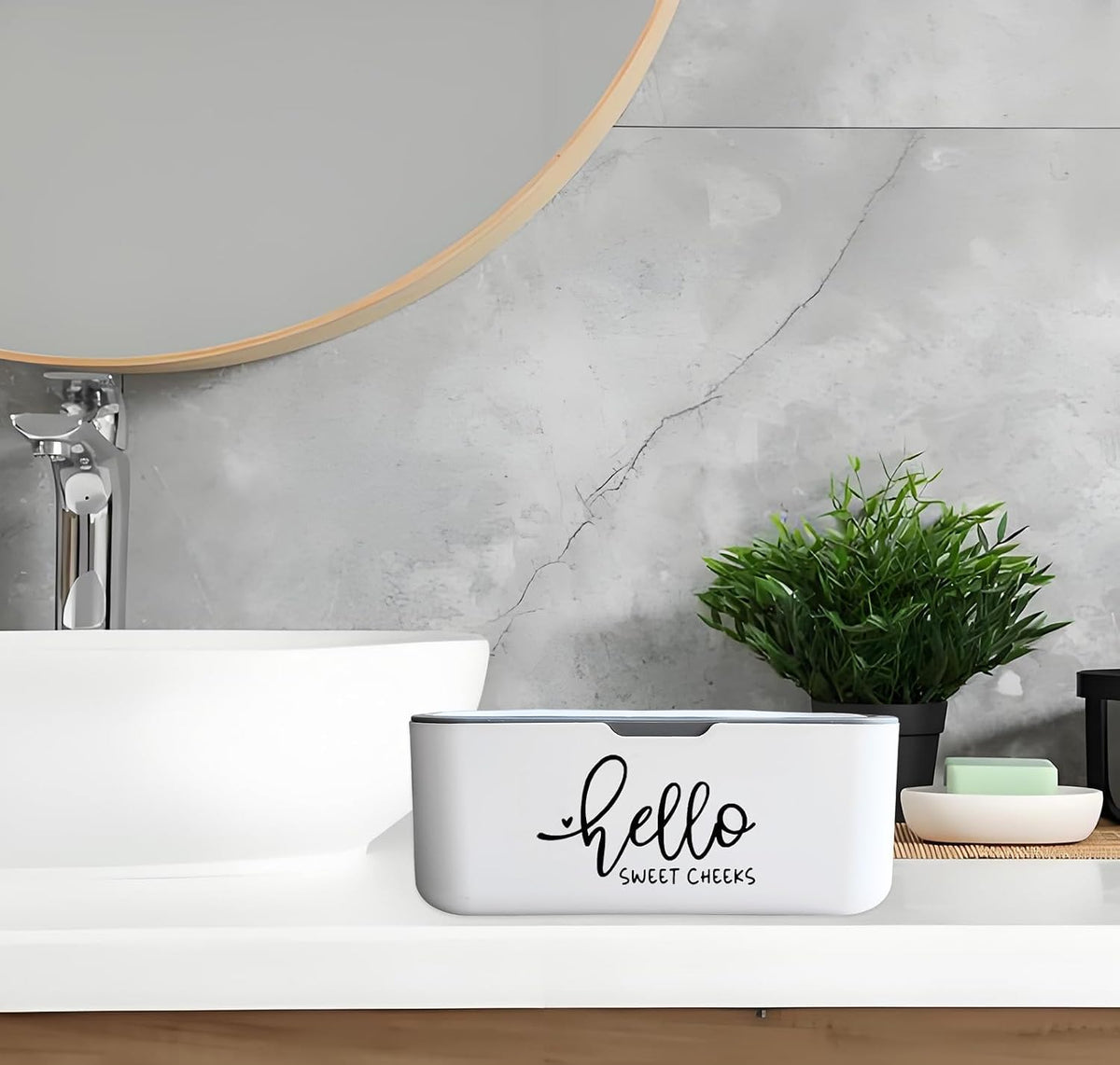 Hello Sweet Cheeks Baby Wipes Dispenser for Bathroom Rustic