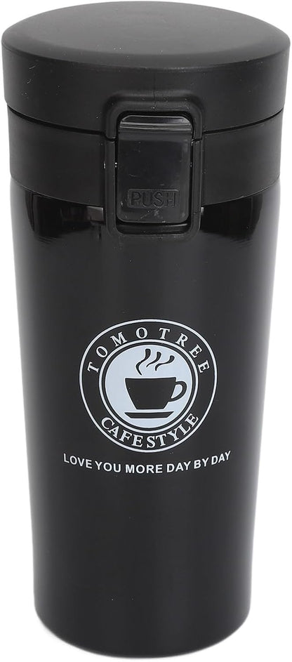 Insulated Coffee Cup, Premium Stainless Steel Double Wall Travel Mug with Leakproof Snap Flip Lid s and Office Use 380ml