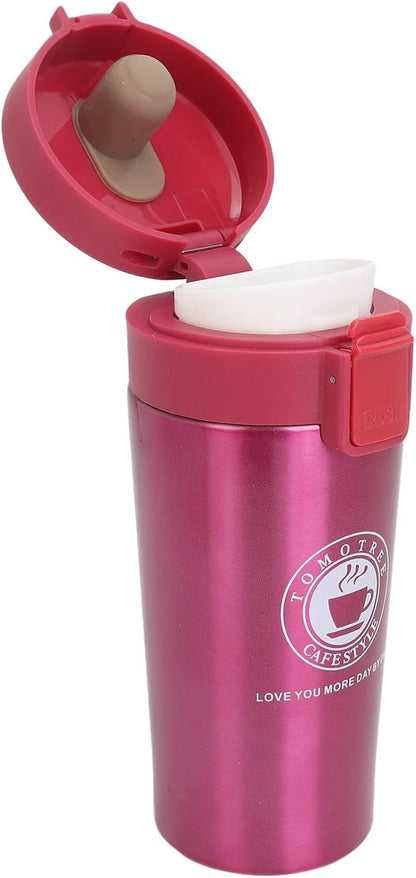 Insulated Coffee Cup, Premium Stainless Steel Double Wall Travel Mug with Leakproof Snap Flip Lid s and Office Use 380ml