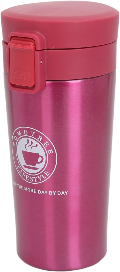 Insulated Coffee Cup, Premium Stainless Steel Double Wall Travel Mug with Leakproof Snap Flip Lid s and Office Use 380ml