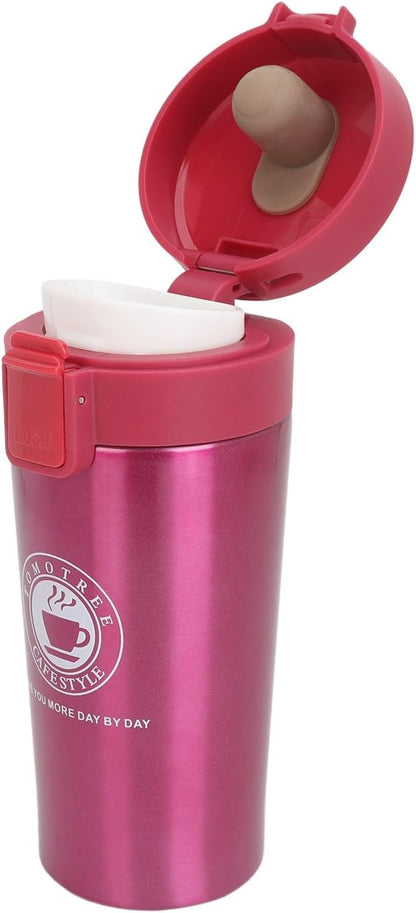 Insulated Coffee Cup, Premium Stainless Steel Double Wall Travel Mug with Leakproof Snap Flip Lid s and Office Use 380ml