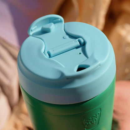 Commuter Travel Mug - Insulated Stainless Steel Reusable Coffee Cup with Spillproof Flip Lid - 16oz/454ml - Electric Blue