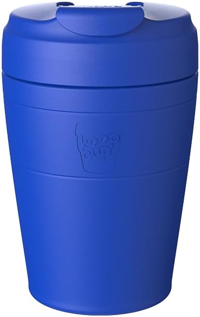 Commuter Travel Mug - Insulated Stainless Steel Reusable Coffee Cup with Spillproof Flip Lid - 16oz/454ml - Electric Blue
