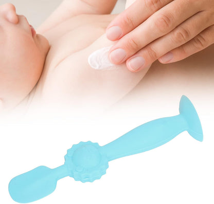 Baby Diaper Cream Spatula Soft Silicone Skin Friendly Applicator with Suction Base for Baby Butt Care Safe Gentle and Easy to Use 5.9 Inches Height (Blue)