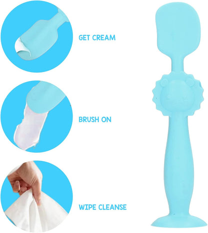Baby Diaper Cream Spatula Soft Silicone Skin Friendly Applicator with Suction Base for Baby Butt Care Safe Gentle and Easy to Use 5.9 Inches Height (Blue)