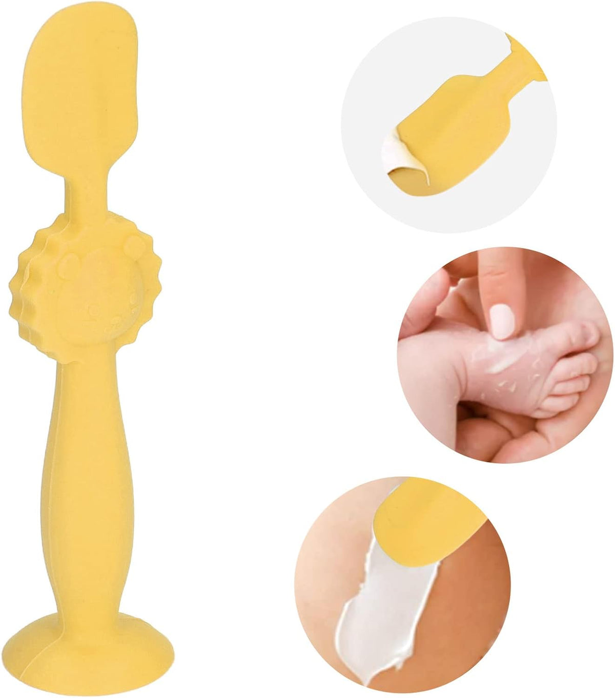 Baby Diaper Cream Spatula Soft Silicone Skin Friendly Applicator with Suction Base for Baby Butt Care Safe Gentle and Easy to Use 5.9 Inches Height (Blue)