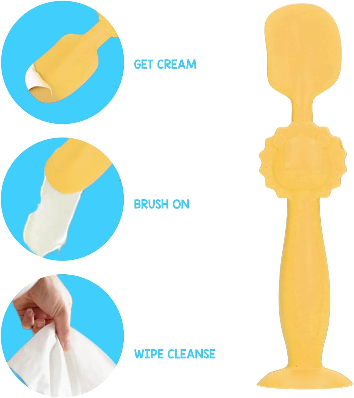 Baby Diaper Cream Spatula Soft Silicone Skin Friendly Applicator with Suction Base for Baby Butt Care Safe Gentle and Easy to Use 5.9 Inches Height (Blue)