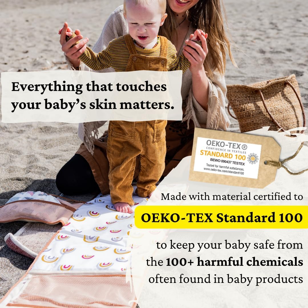 Portable Diaper Changing Pad — Non-Toxic, Oeko-TEX Certified - Designer Baby Changing Pad Portable Changing Pad for Baby, Foldable, Waterproof, Wipeable, Smart Travel, Baby Safe