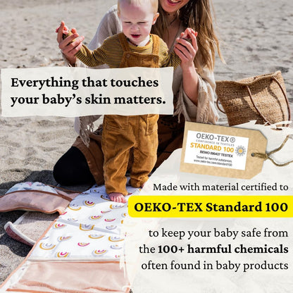 Portable Diaper Changing Pad — Non-Toxic, Oeko-TEX Certified - Designer Baby Changing Pad Portable Changing Pad for Baby, Foldable, Waterproof, Wipeable, Smart Travel, Baby Safe