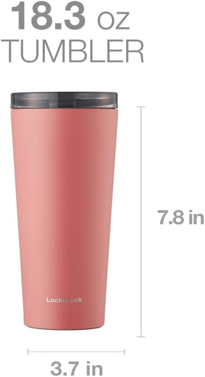 Clip Tumbler Black 18oz, Coffee Tumbler with Leak Proof Lid, BPA-Free Double Wall Stainless Steel Vacuum Insulated Travel Mug Cup for Hot & Cold Beverage