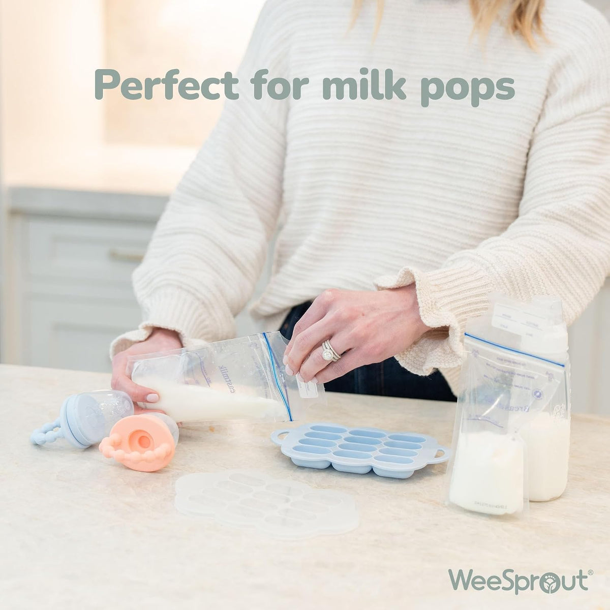 Silicone Baby Food Feeders + Freezer Tray for Batch Prep, Set of 2, Introduce New Foods Safely, Double as Teething Toys, Includes 2 Extra Pouches & Travel Lids, Dishwasher Safe