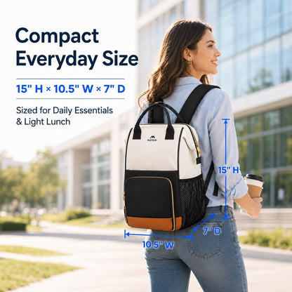 Insulated Lunch Backpack for Women, 15.6 Inch Work Laptop Backpack