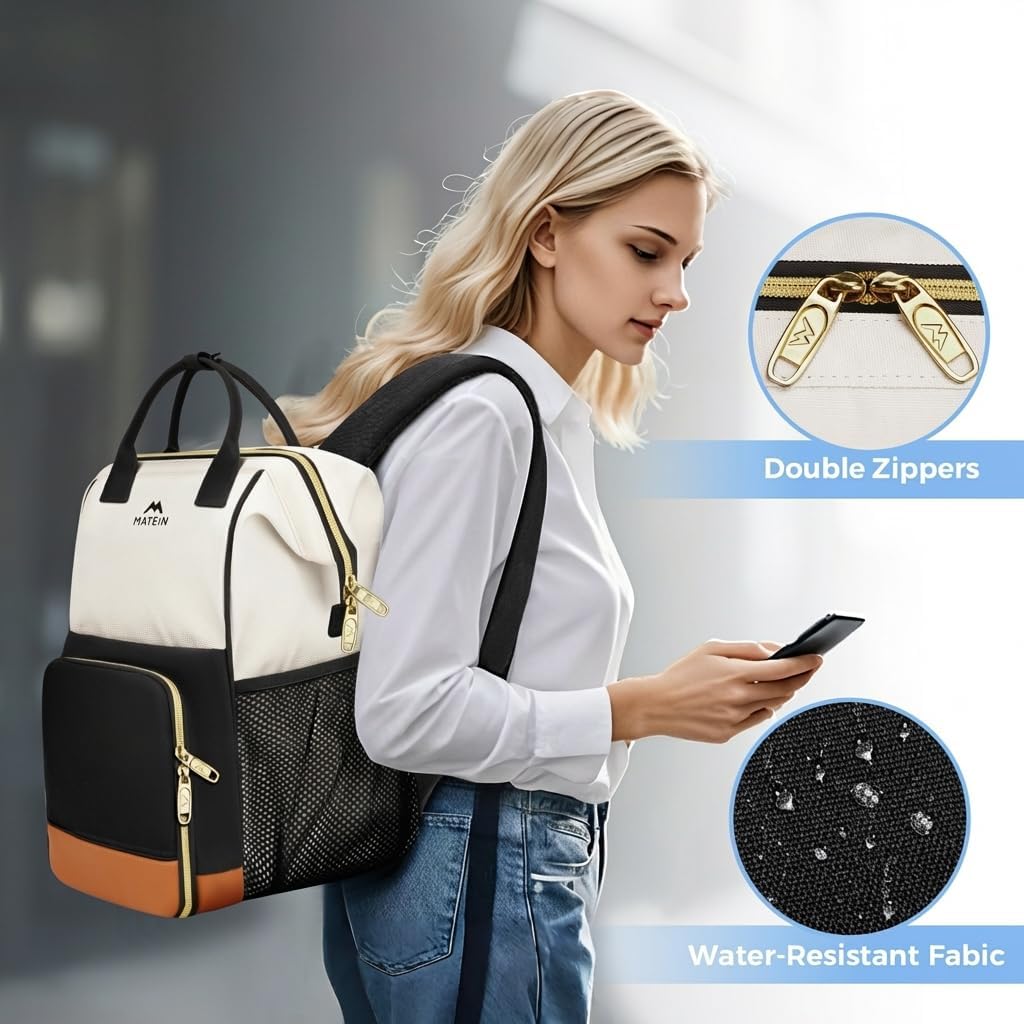 Insulated Lunch Backpack for Women, 15.6 Inch Work Laptop Backpack