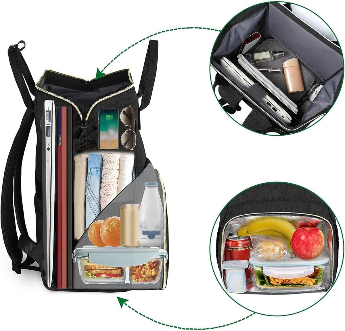 Insulated Lunch Backpack for Women, 15.6 Inch Work Laptop Backpack