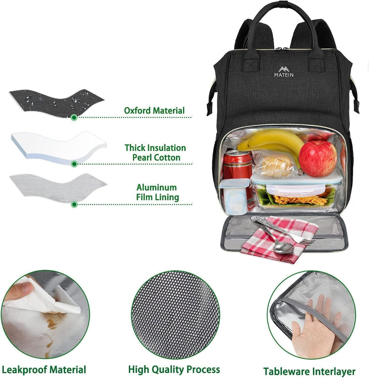 Insulated Lunch Backpack for Women, 15.6 Inch Work Laptop Backpack