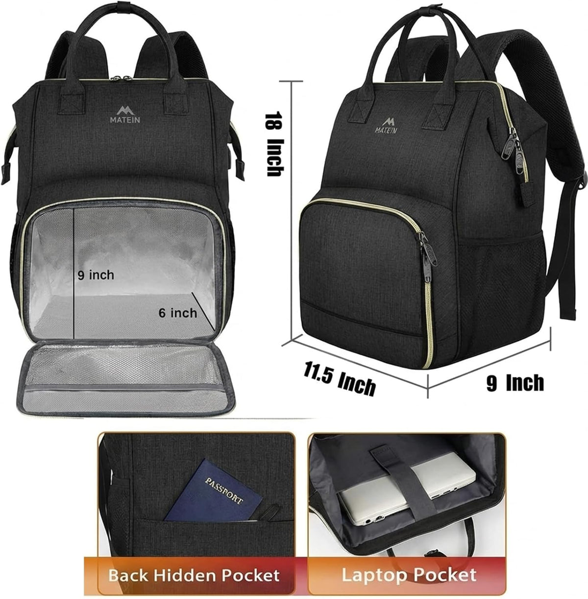 Insulated Lunch Backpack for Women, 15.6 Inch Work Laptop Backpack