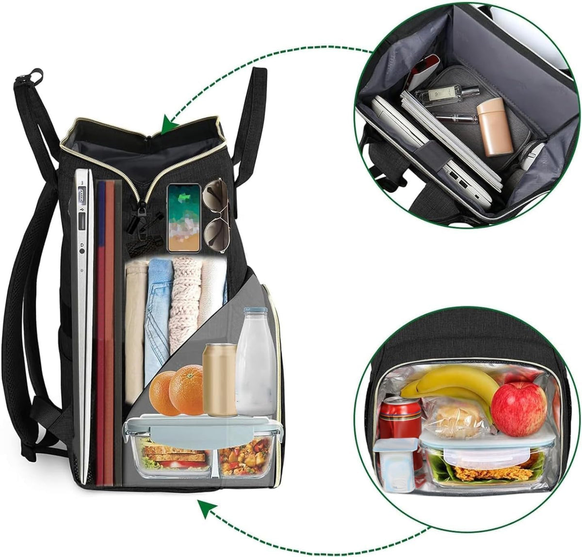 Insulated Lunch Backpack for Women, 15.6 Inch Work Laptop Backpack