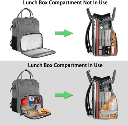 Insulated Lunch Backpack for Women, 15.6 Inch Work Laptop Backpack