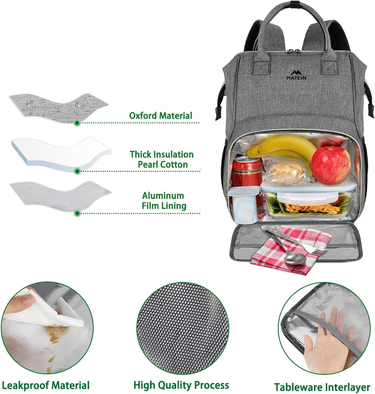 Insulated Lunch Backpack for Women, 15.6 Inch Work Laptop Backpack