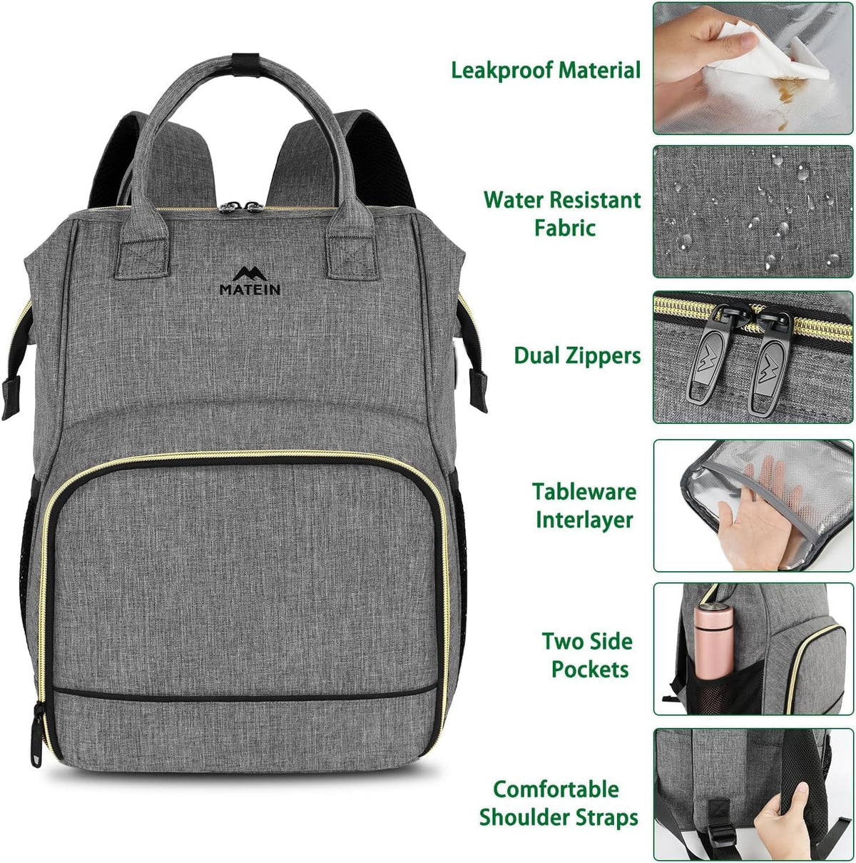 Insulated Lunch Backpack for Women, 15.6 Inch Work Laptop Backpack