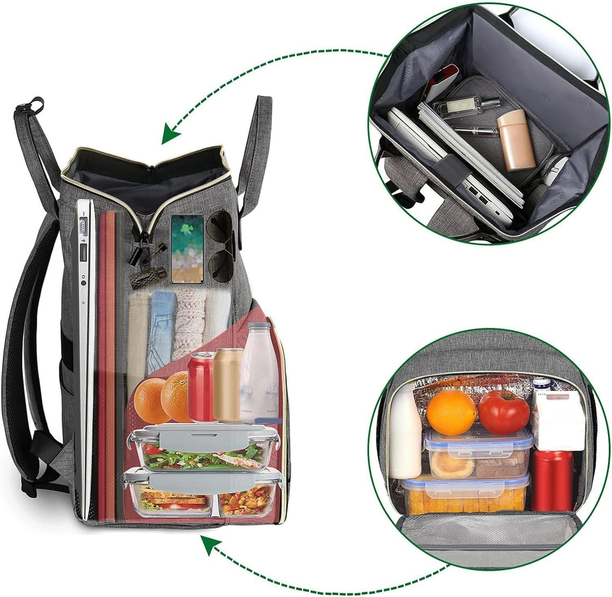 Insulated Lunch Backpack for Women, 15.6 Inch Work Laptop Backpack