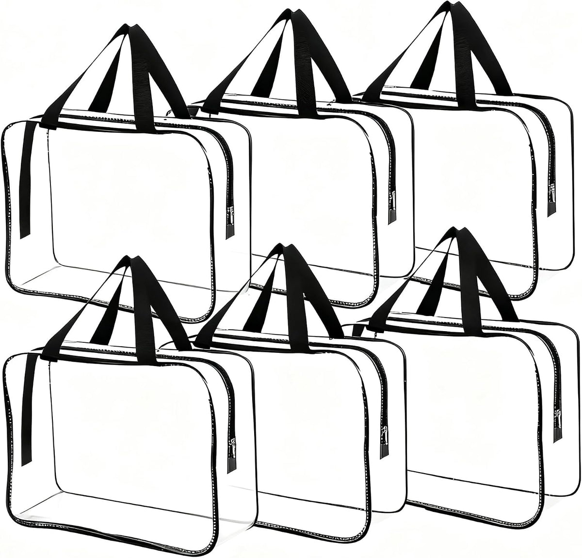 6 Pcs Storage Bags with Zipper - Large Board Game Storage with Labels, Clear & Waterproof Toy Organizer for Building Blocks, Puzzles (Black)