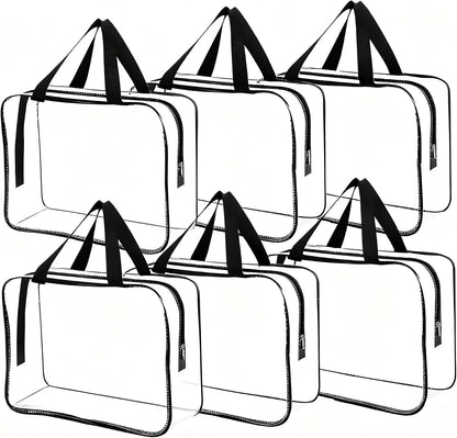 6 Pcs Storage Bags with Zipper - Large Board Game Storage with Labels, Clear & Waterproof Toy Organizer for Building Blocks, Puzzles (Black)