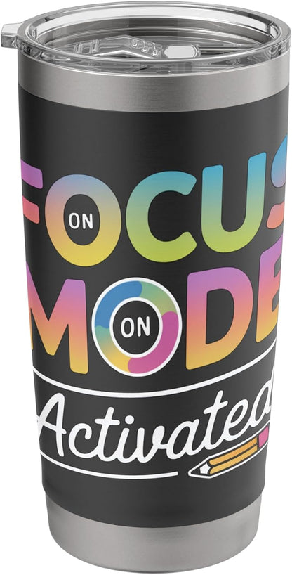 Focus Mode Activated Colorful Text Art Stainless Steel Insulated Tumbler