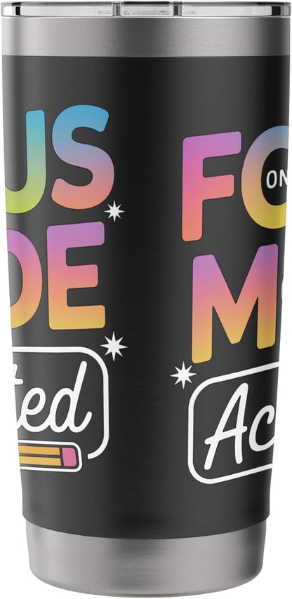 Focus Mode Activated Colorful Text Art Stainless Steel Insulated Tumbler