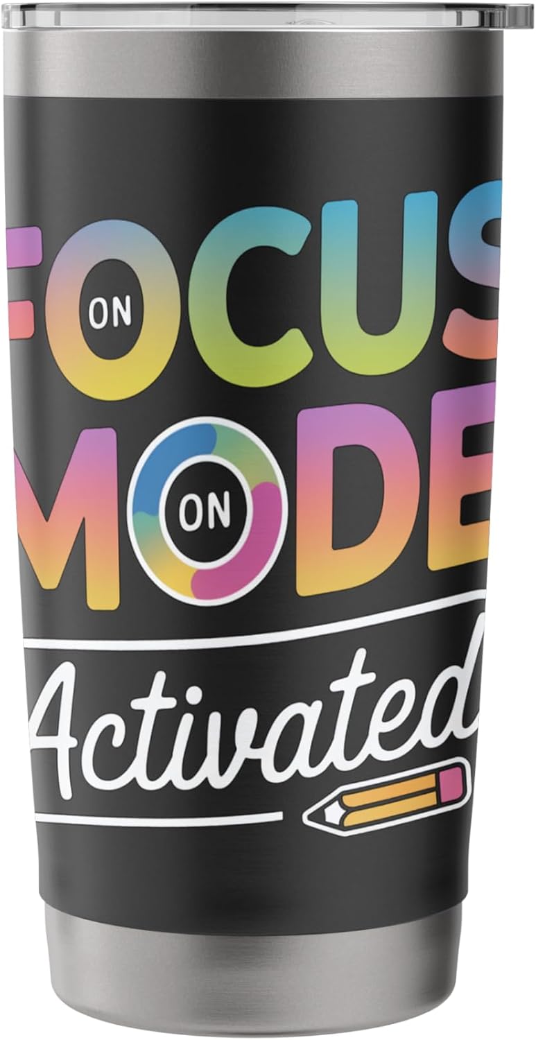 Focus Mode Activated Colorful Text Art Stainless Steel Insulated Tumbler