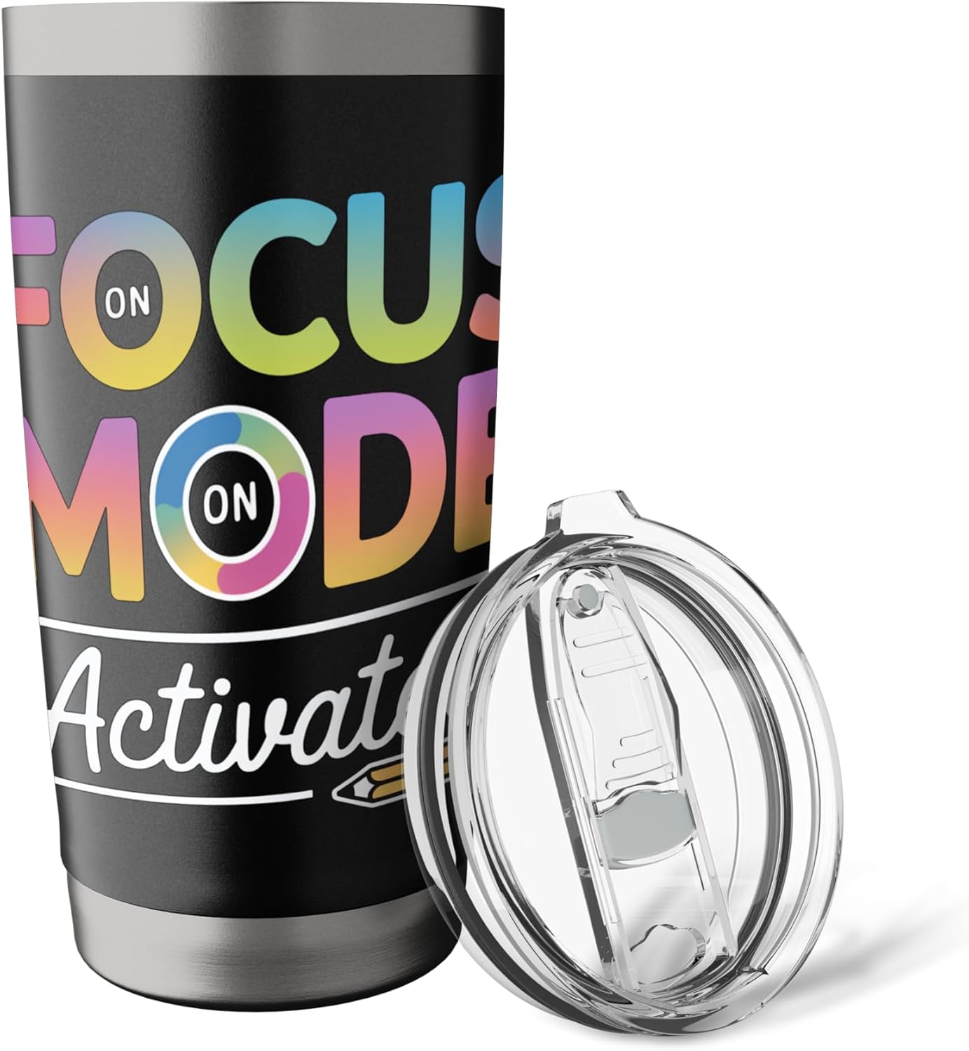 Focus Mode Activated Colorful Text Art Stainless Steel Insulated Tumbler
