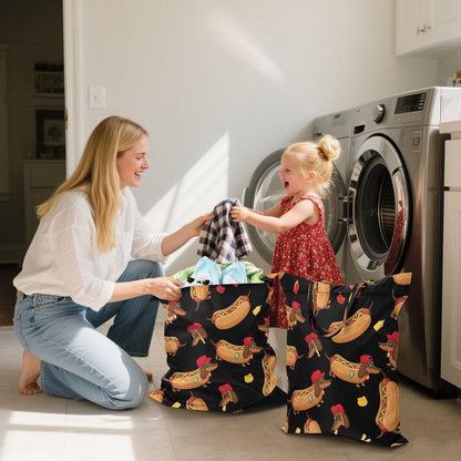 Funny Hot Dog Waterproof Travel Laundry Bag Easy Care 2-pk